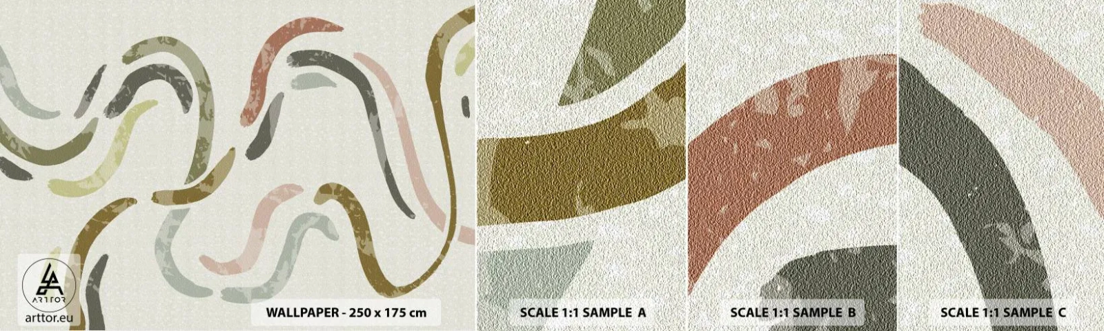 Vzor Fototapety Samolepicí Deluxe Sticker - Radostný tanec abstrakce - Pastel, Minimalistický, Jasný - 100x30 cm