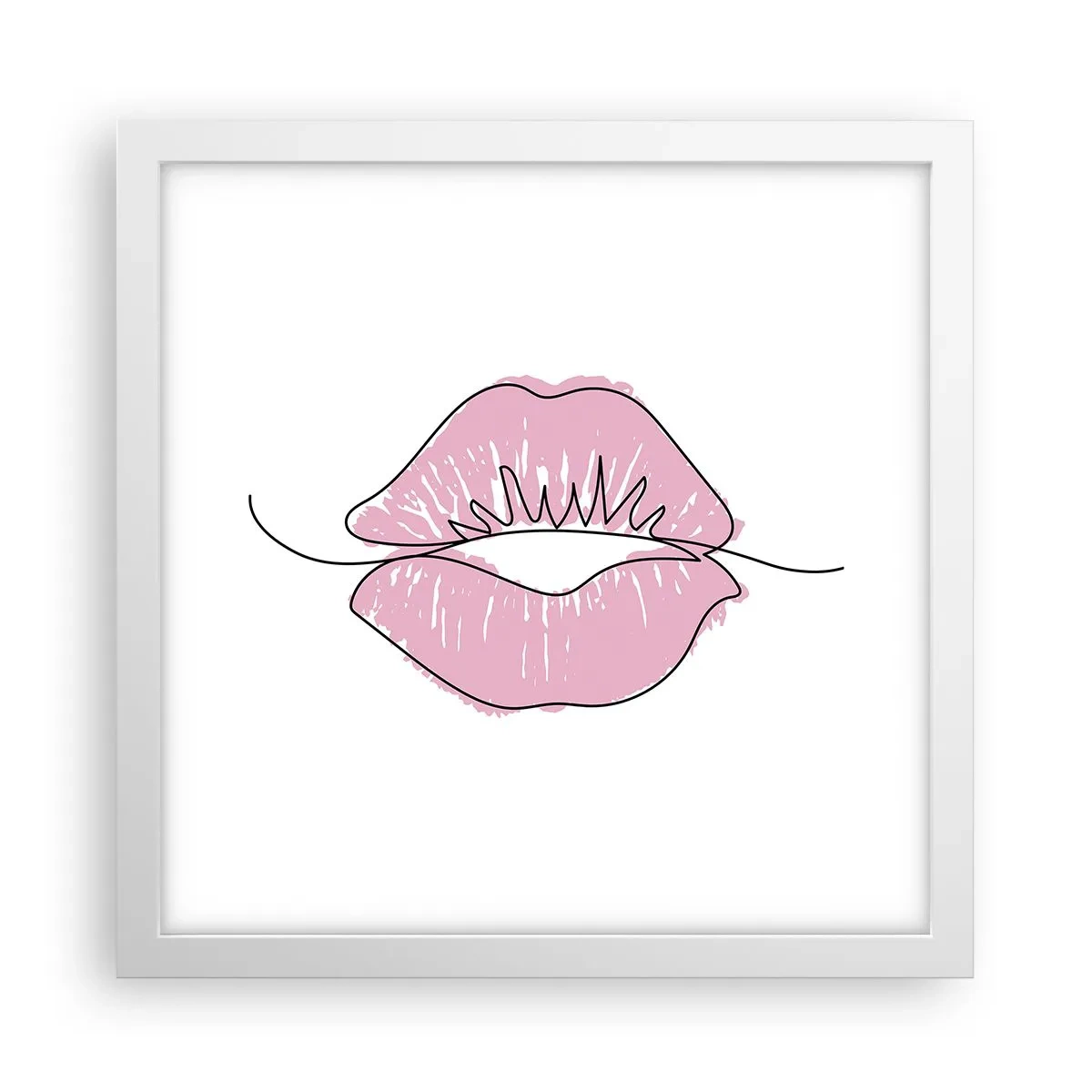 Plakát v bílém rámu - Jsi připraven na polibek? - 30x30 cm