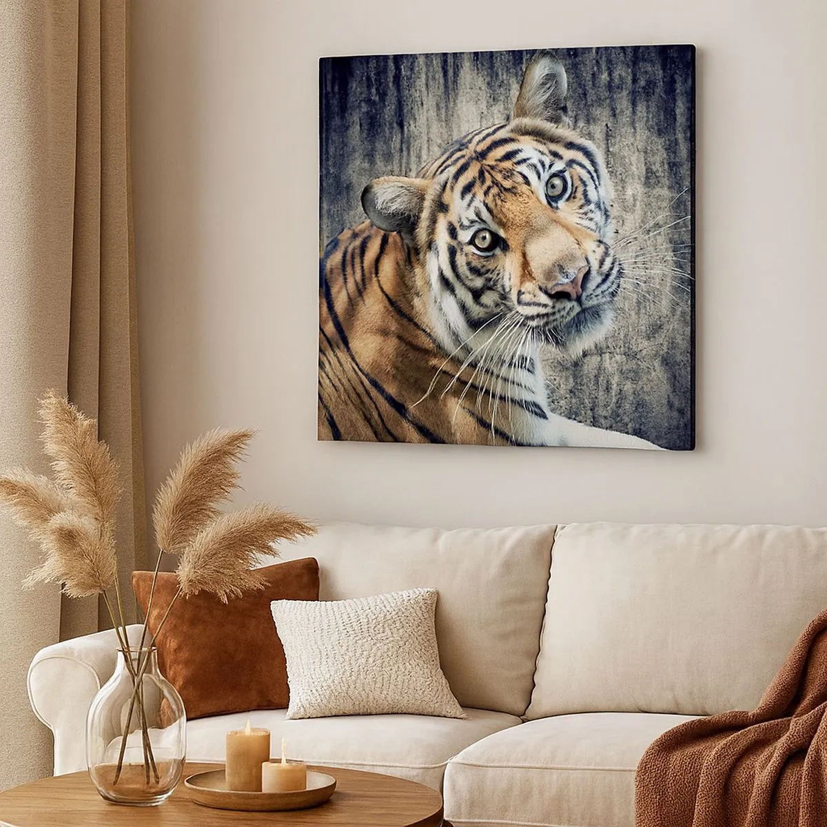 Obraz na plátně - Portrét v pramenech světla - 30x30 cm