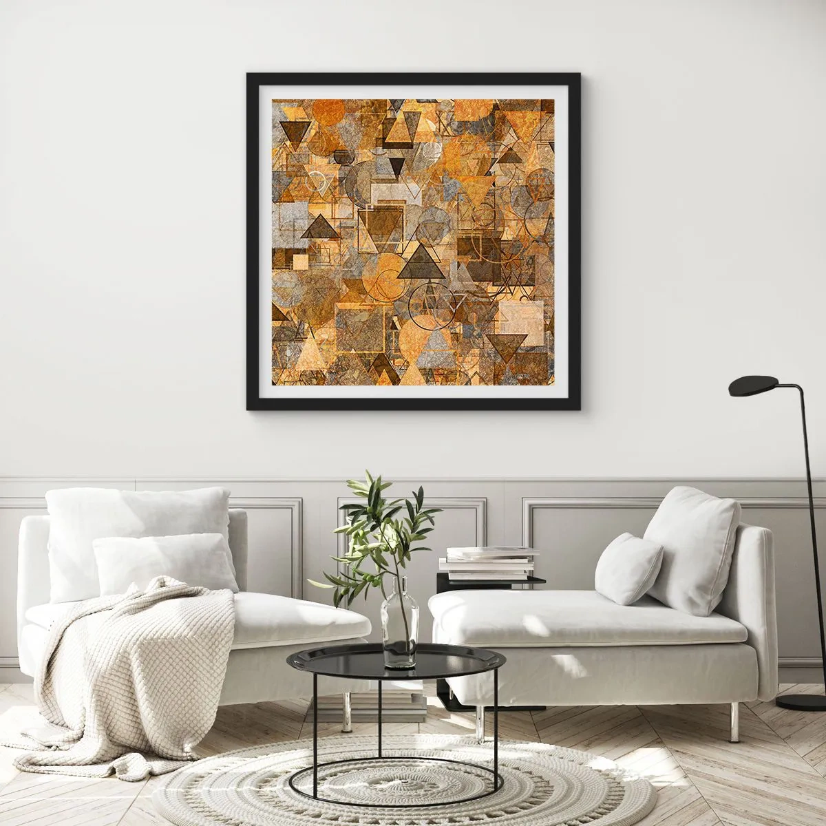 Plakát v černém rámu - Svět zachycený v podobě - 50x50 cm