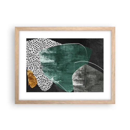 Plakát v rámu světlý dub - Barevná abstrakce se zlatou vločkou - 40x30 cm