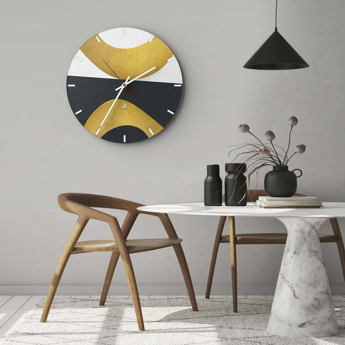 Nástěnné hodiny - Zaprvé: zlato - 30x30 cm