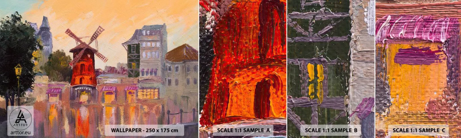 Vzor Fototapety Samolepicí Deluxe Sticker - Pařížské ikony – Moulin Rouge - Paříž, Fanoušek, Moulin Rouge - 100x30 cm