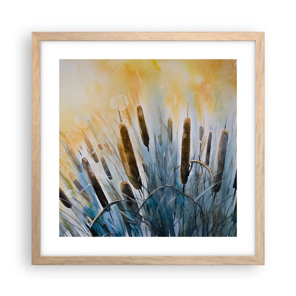 Plakát v rámu světlý dub - Chlad vody, žár slunce - 40x40 cm