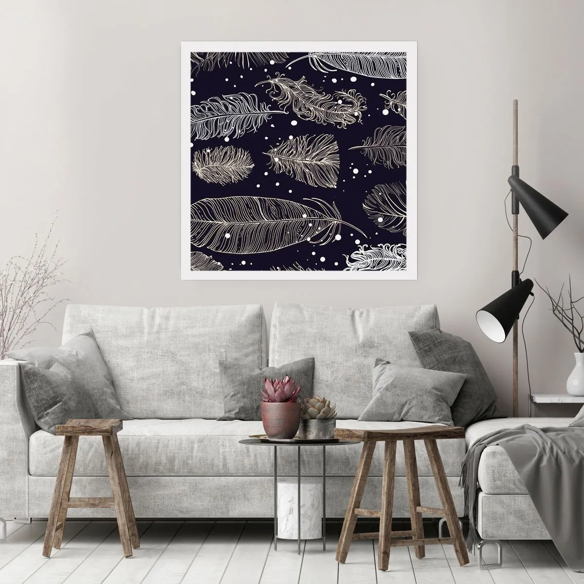 Plakát - Krajka s peřím - 50x50 cm