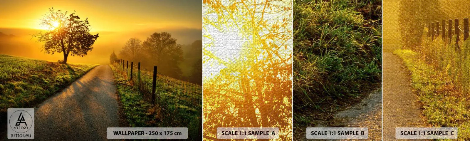 Vzor Fototapety Premium Canvas - Medové odpoledne - Krajina, Polní cesta, Louka - 100x30 cm