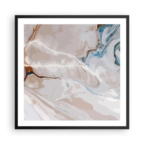Plakát v černém rámu - Modré meandry pod bílou - 60x60 cm