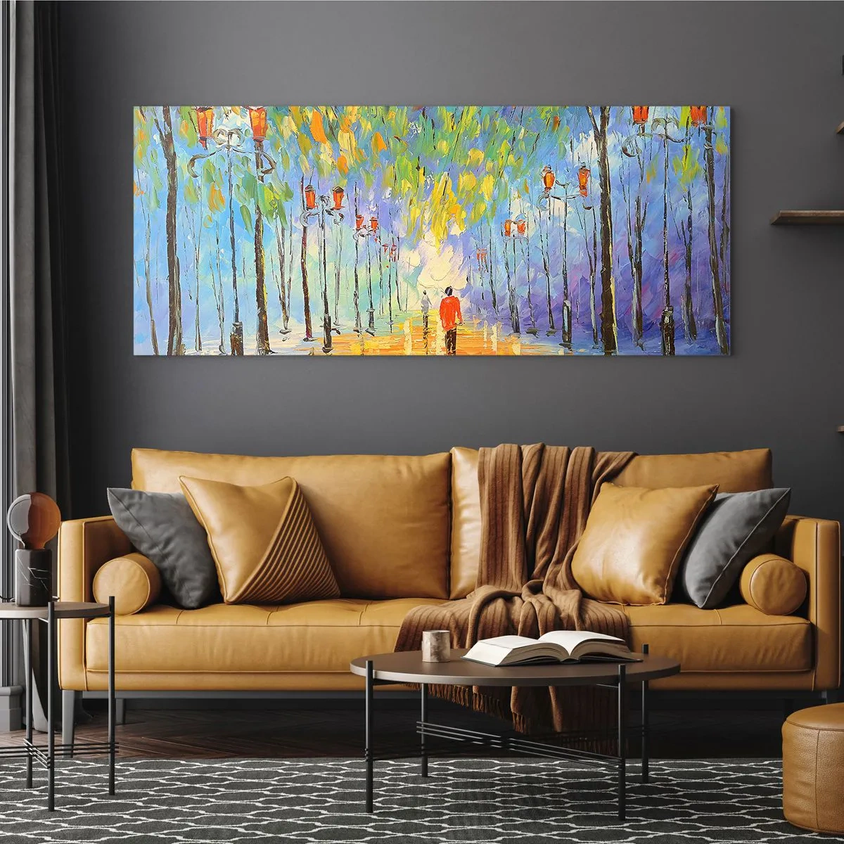 Obraz na skle - Noční píseň deště - 140x50 cm