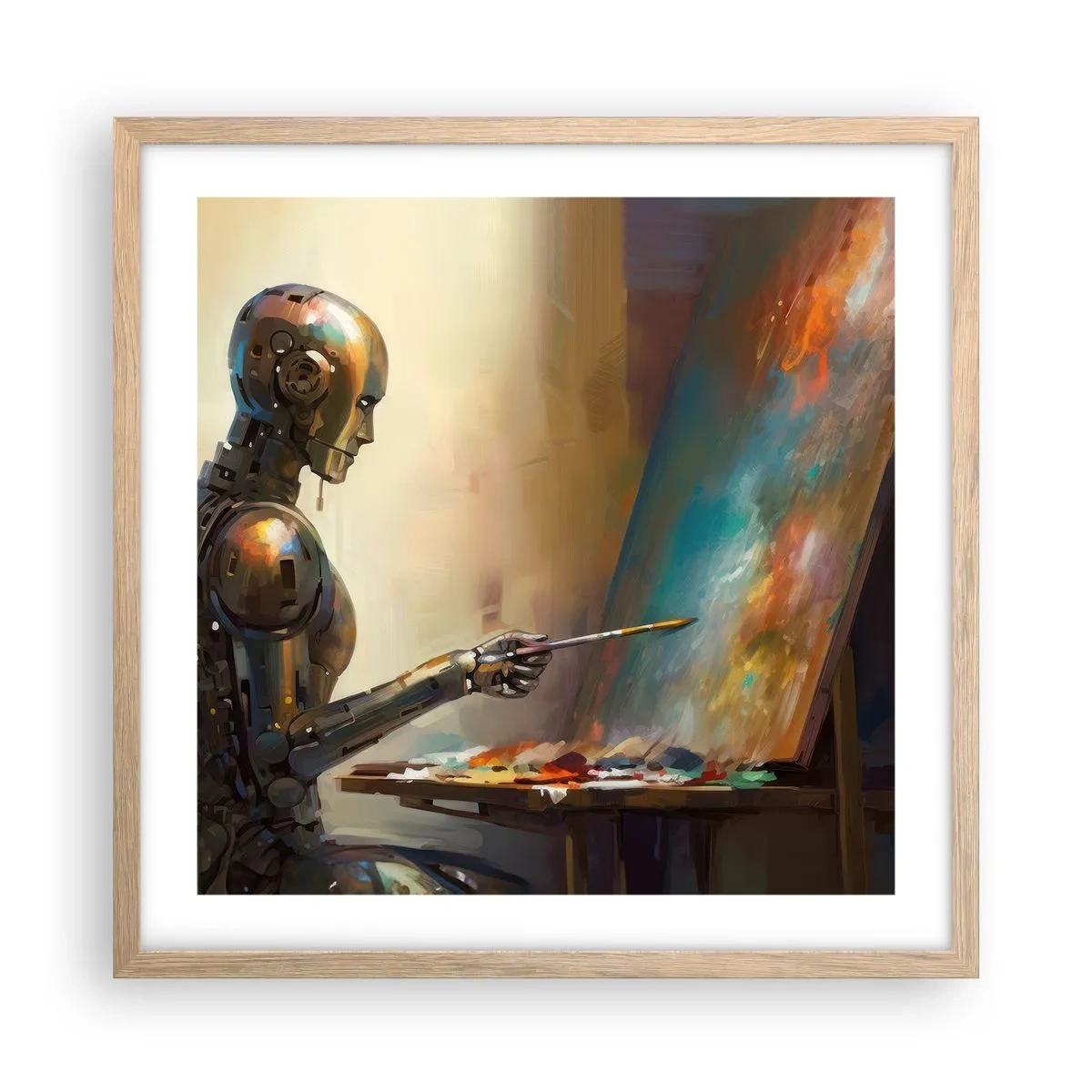 Plakát v rámu světlý dub - Umění budoucnosti - 50x50 cm