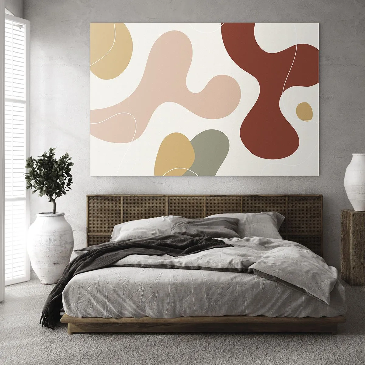 Obraz na skle - Abstraktní kompozice organických tvarů - 70x50cm - Klikyháky - Moderní nástěnná dekorace do obývacího pokoje a ložnice ARTTOR