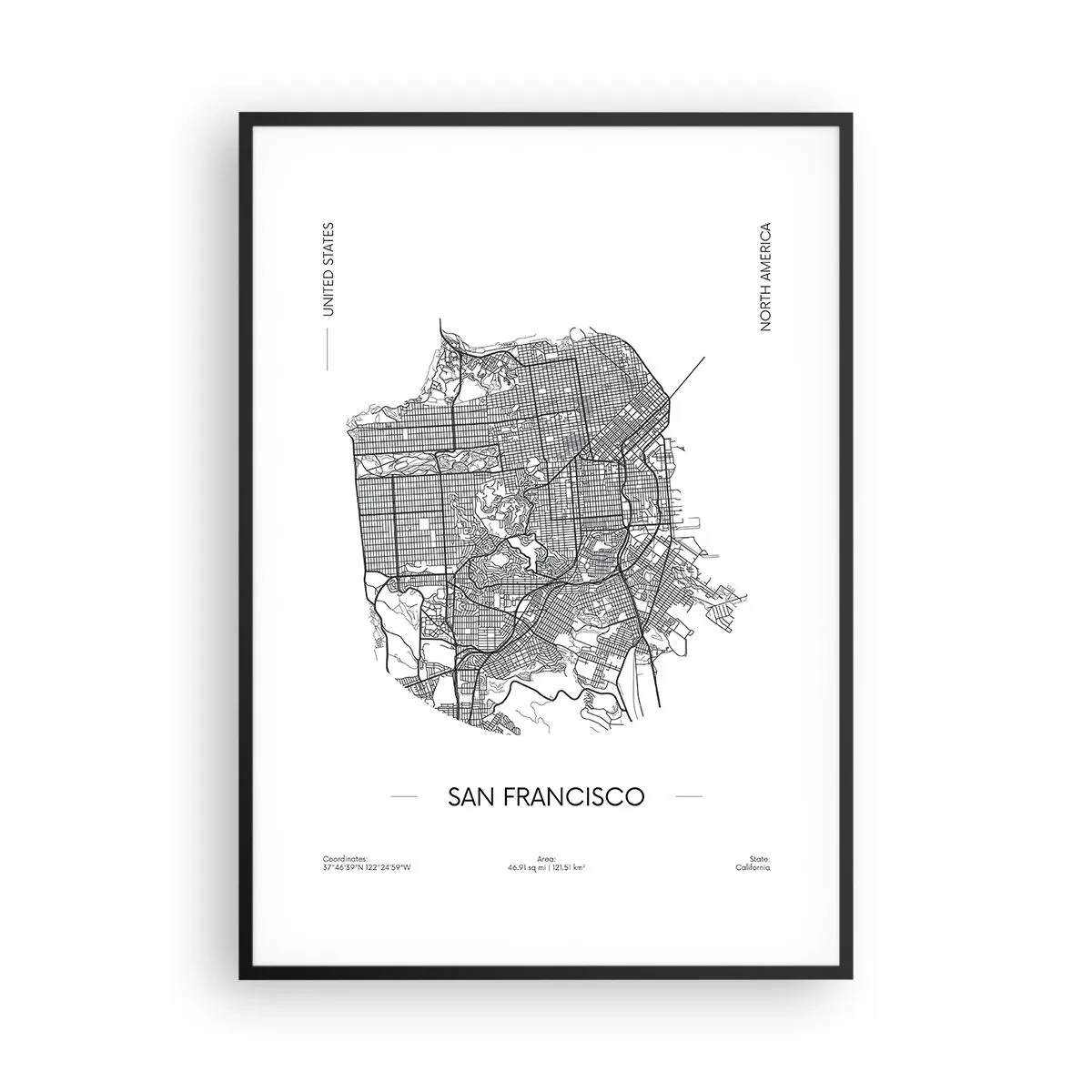 Plakát v černém rámu - Anatomie San Francisca - 70x100 cm