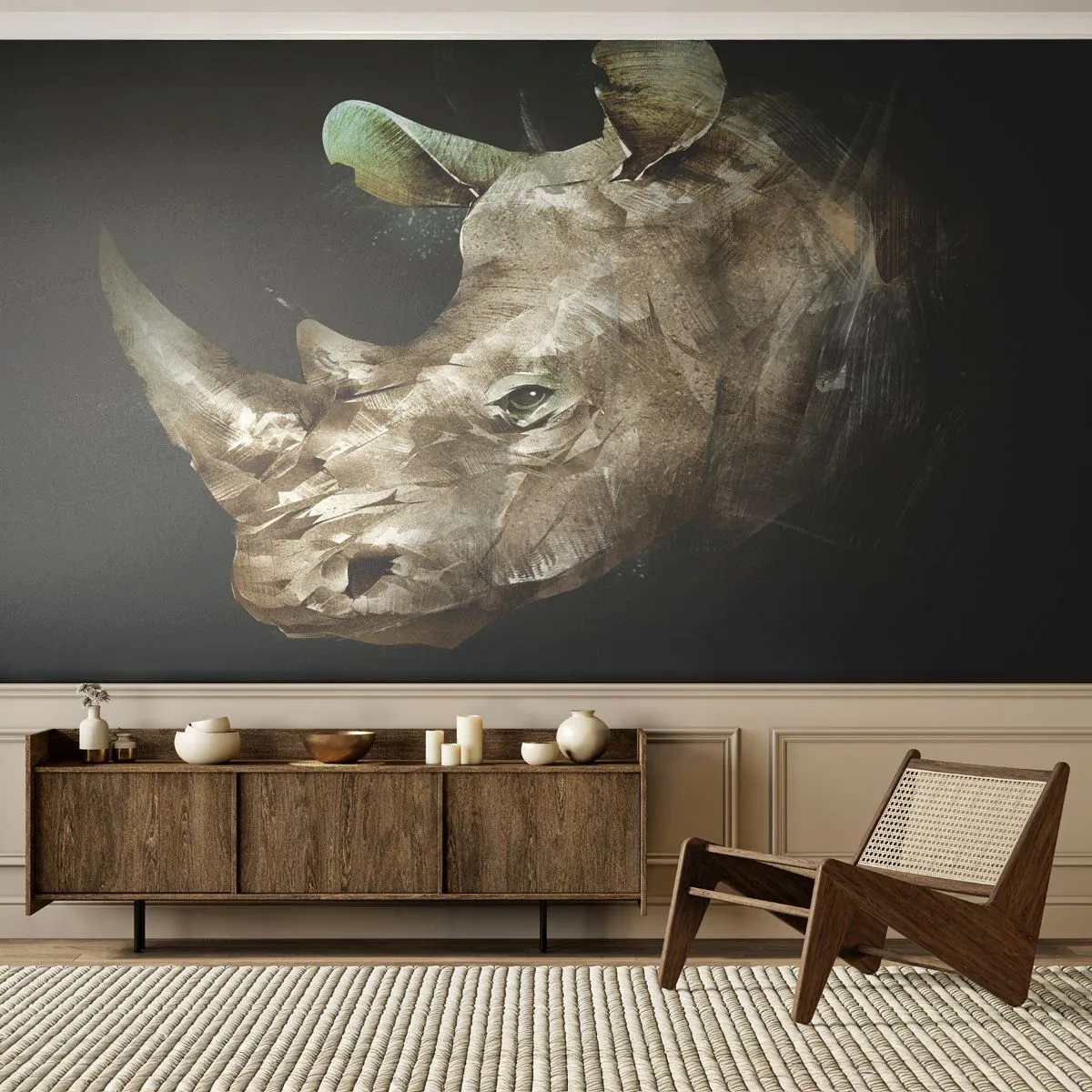 Fototapeta Standard Eco - Skutečně mužná síla - Abstrakce, Nosorožec, Zvířata - 300x210 cm