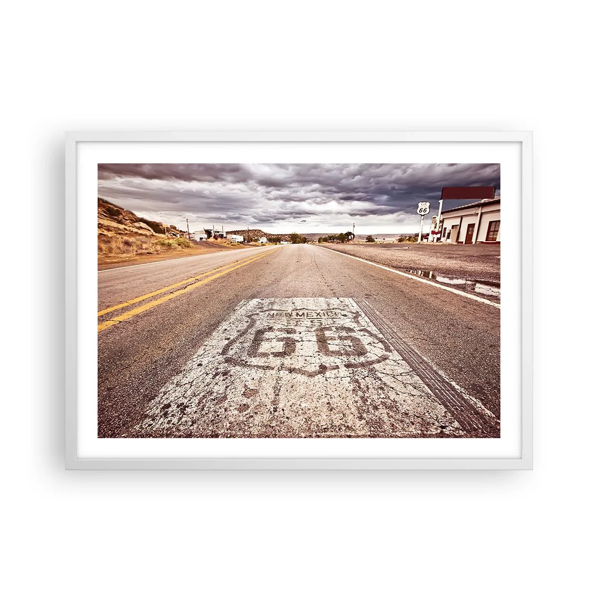 Plakát v bílém rámu - Mother Road - americká legenda - 70x50 cm