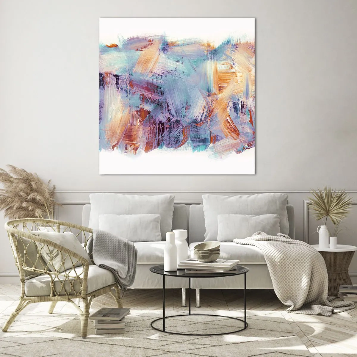 Obraz na skle - Barevný nepořádek - 50x50 cm