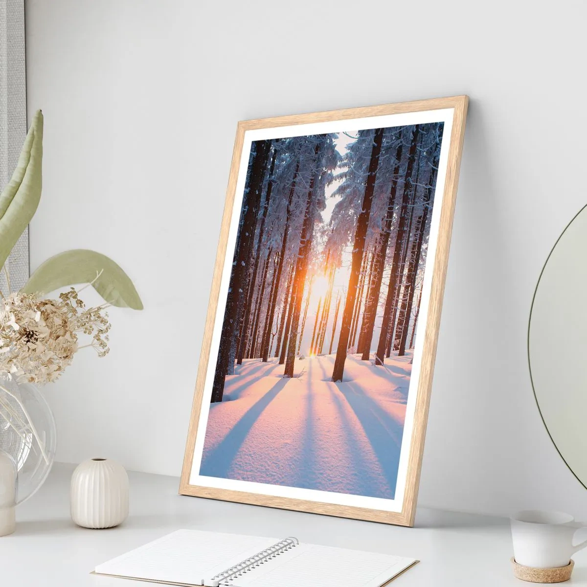 Plakát v rámu světlý dub - Jasně černé na bílém - 50x70 cm