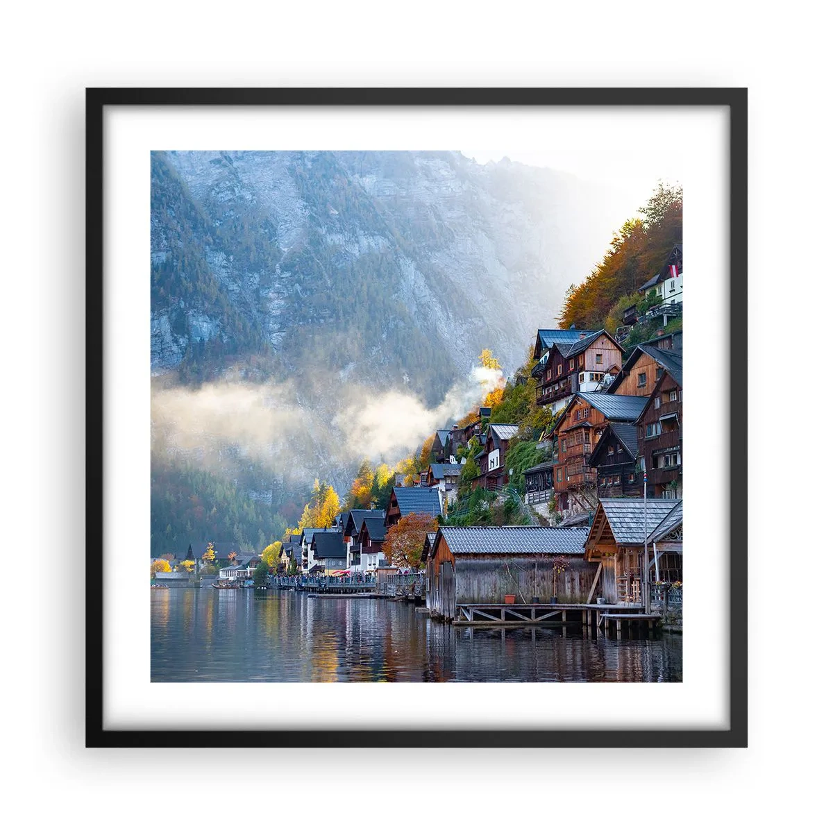 Plakát v černém rámu - Alpská krajina - 50x50 cm