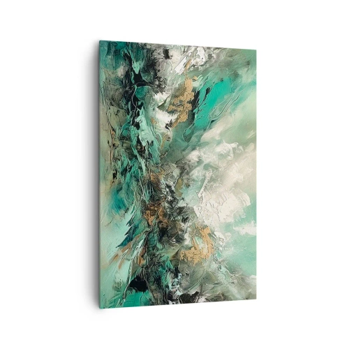 Obraz na plátně - Smaragdově černé vlnobití - 80x120 cm