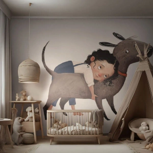 Fototapeta Samolepicí Deluxe Sticker - Nejlepší přátelé - Pro děti, Pes, Dívka - 150x105 cm