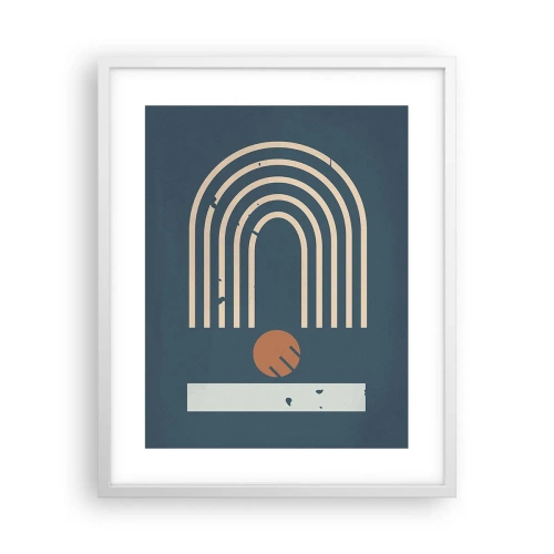Plakát v bílém rámu - Geometrie v námořnické modři - 40x50 cm