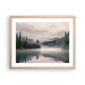 Plakát v rámu světlý dub - V zamyšlení, v mlze - 50x40 cm