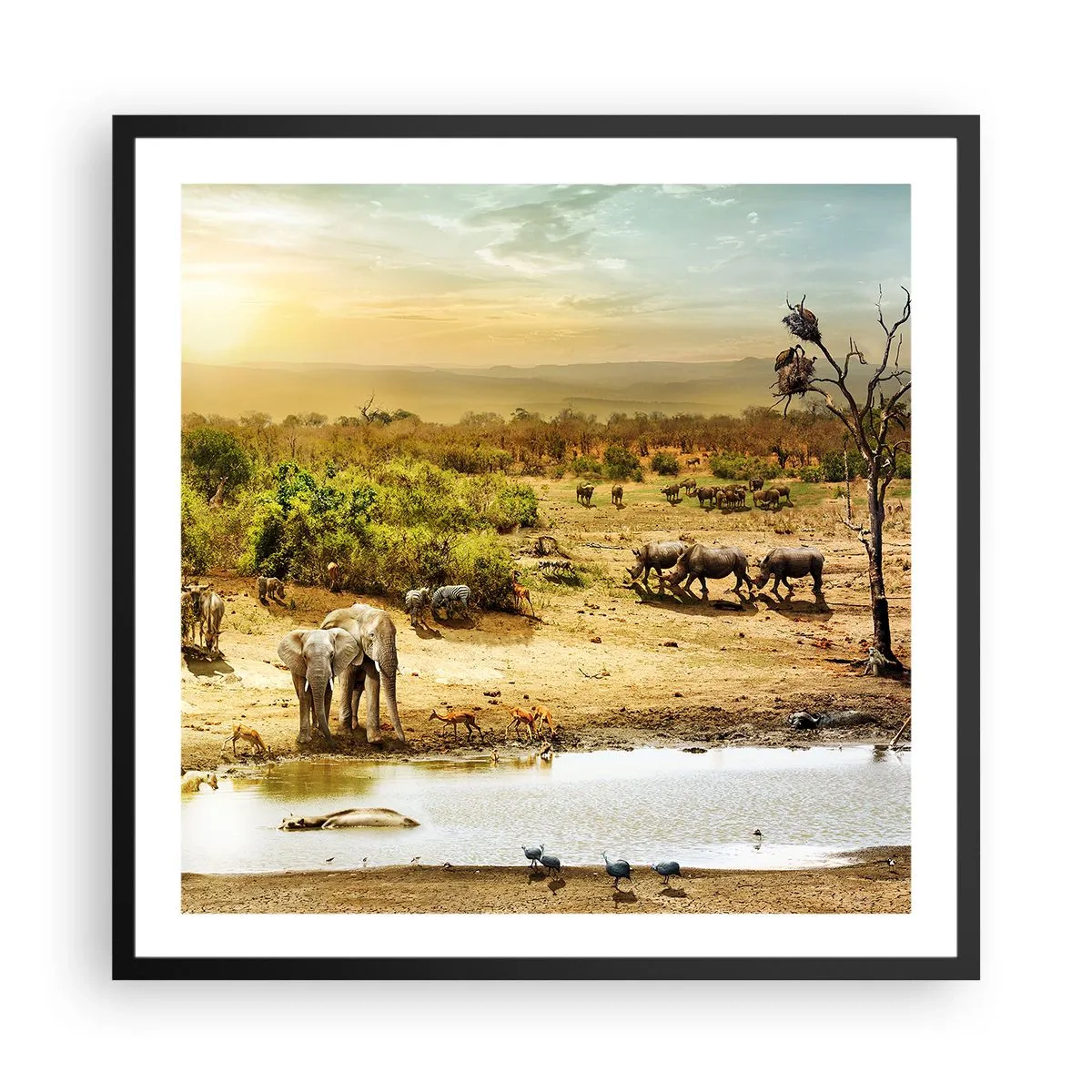 Plakát v černém rámu - „Z ráje opět pramenila řeka…“ - 60x60 cm