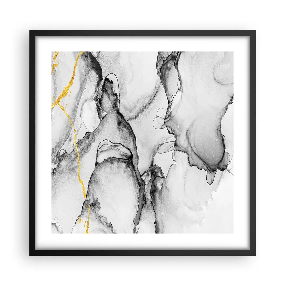 Plakát v černém rámu - Kompozice se zlatým motivem - 50x50 cm