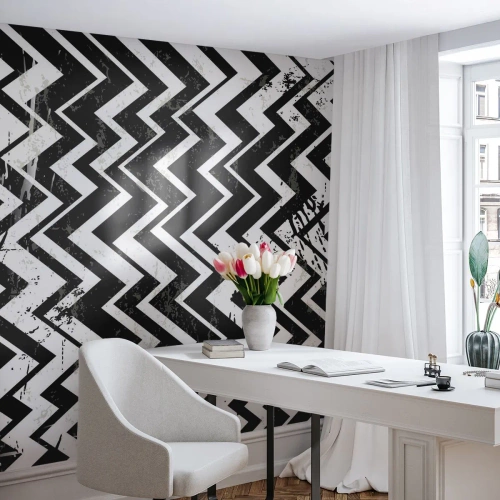 Fototapeta Premium Sand - Cik-bílé, cik-černé - Abstrakce, Kus, Černý a bílý - 300x210 cm