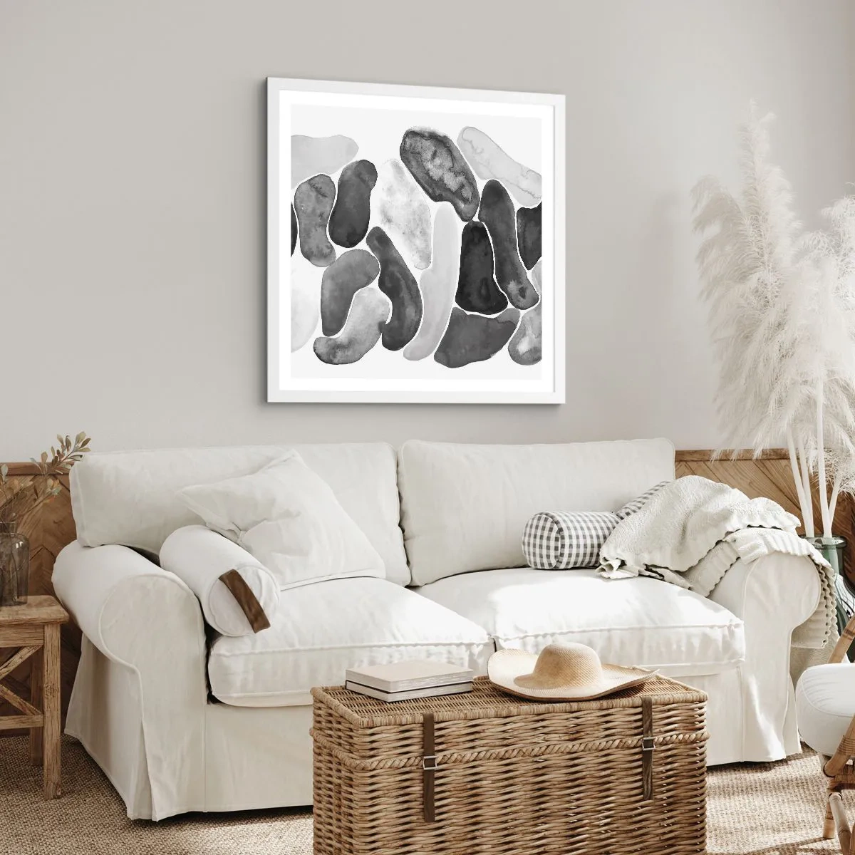 Plakát v bílém rámu - Kamenitá abstrakce - 40x40 cm