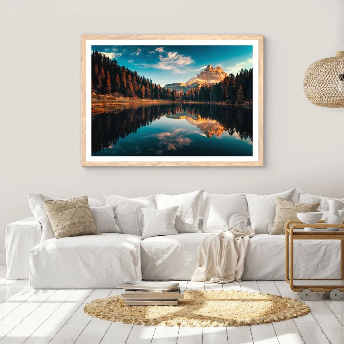 Plakát v rámu světlý dub - Dvojitá krajina - 100x70 cm