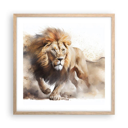Plakát v rámu světlý dub - Král se pohnul - 50x50 cm