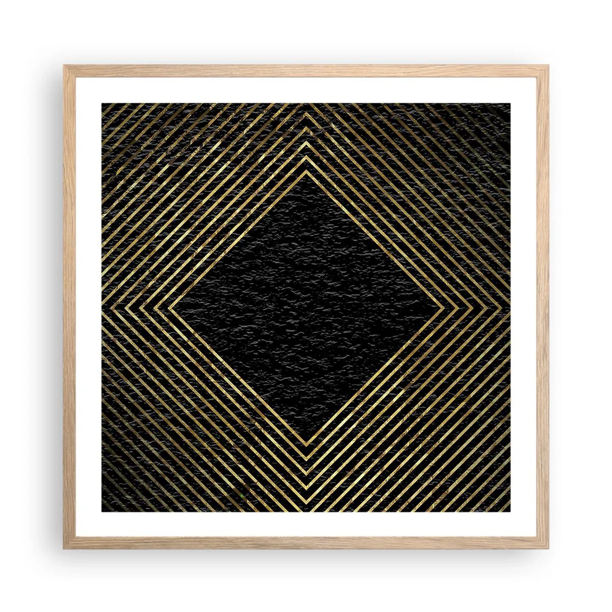 Plakát v rámu světlý dub - Geometrie ve stylu glamour - 60x60 cm