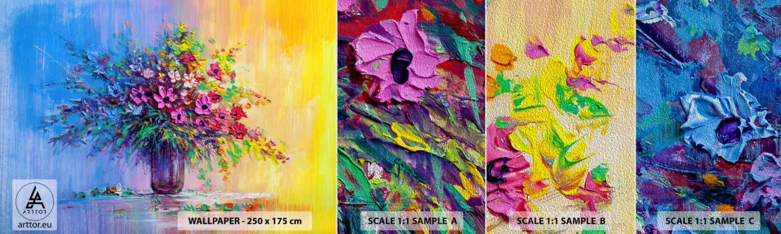 Vzor Fototapety Premium Sand - Dar letní louky - Květiny ve váze, Kus, Kytice květin - 100x30 cm