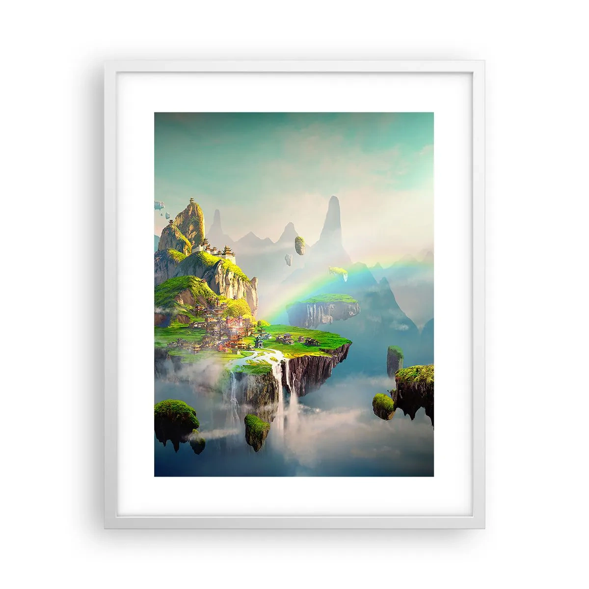 Plakát v bílém rámu - Uprostřed nebe - šťastné ostrovy - 40x50 cm