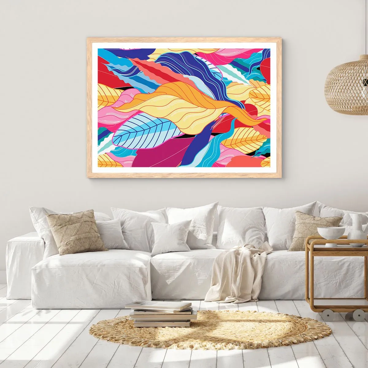 Plakát v rámu světlý dub - Barevný nepořádek - 70x50 cm