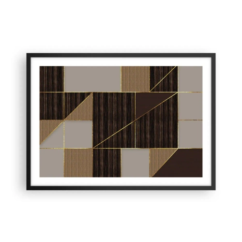 Plakát v černém rámu - Mozaika hnědé a zlaté - 70x50 cm