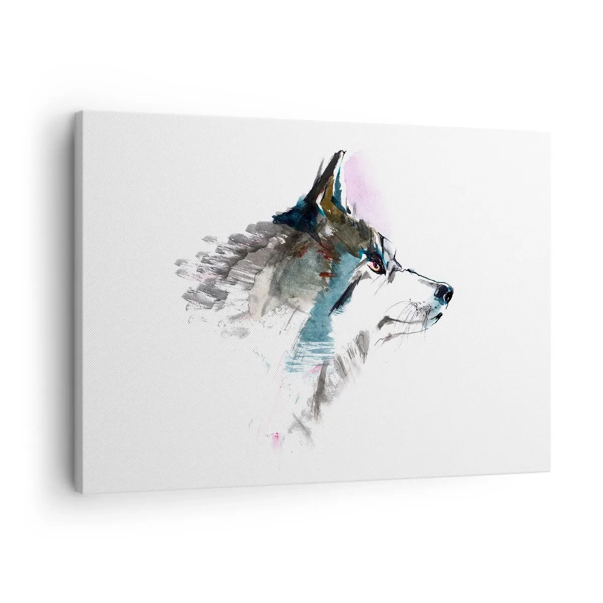 Obraz na plátně - Akvarelový vlk v minimalistickém stylu - 70x50cm - My o vlku - Moderní nástěnná dekorace do obývacího pokoje a ložnice ARTTOR