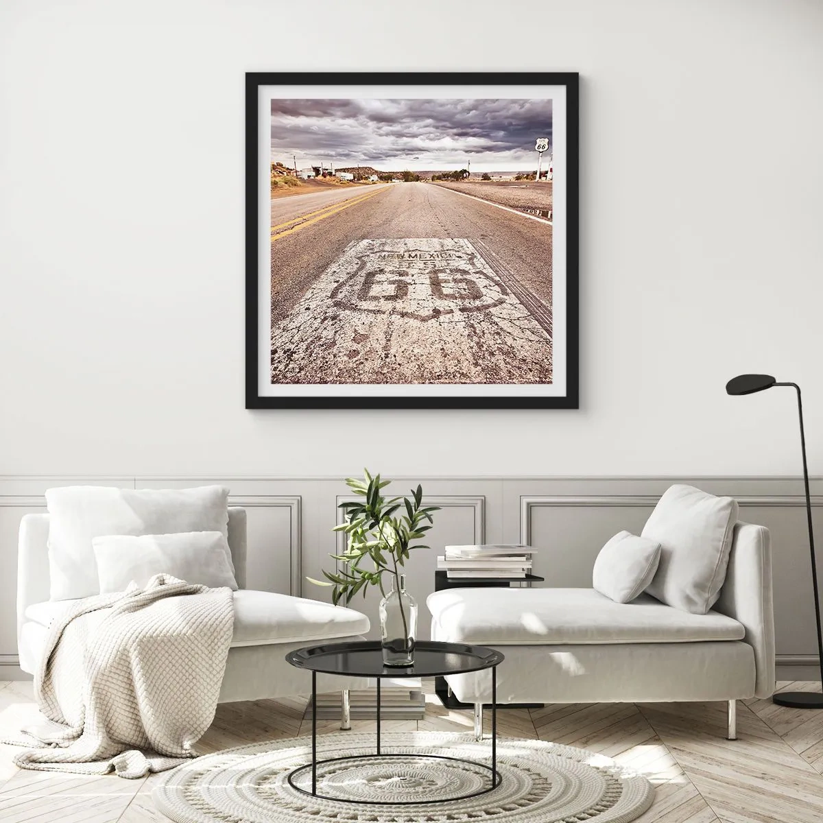 Plakát v černém rámu - Mother Road - americká legenda - 40x40 cm