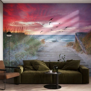 Fototapeta Premium Sand - Baltská imprese - Mořská krajina, Pláž, Ptactvo - 100x70 cm