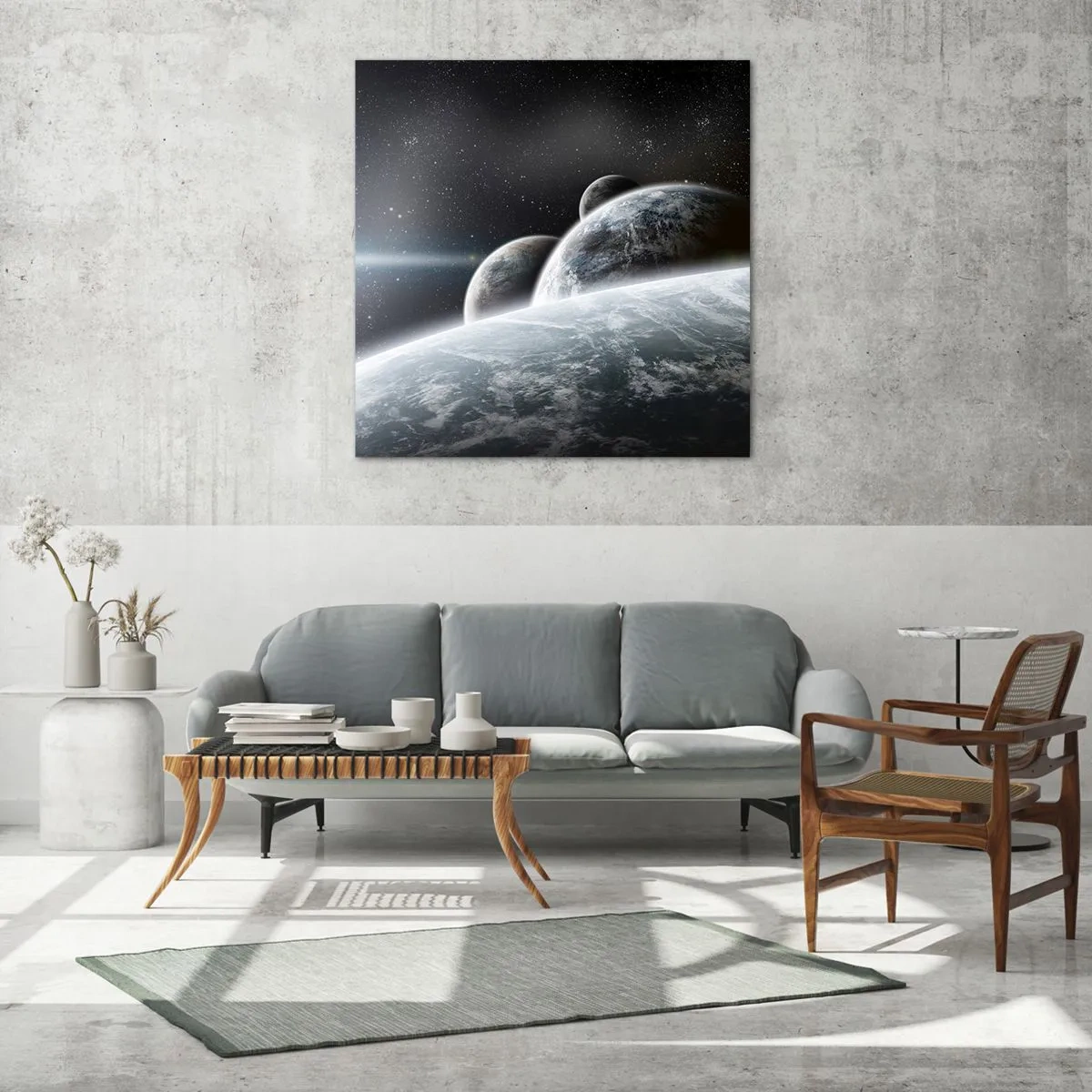 Obraz na skle - Vesmírná hudba sfér - 50x50 cm