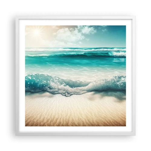 Plakát v bílém rámu - Klid oceánu - 60x60 cm