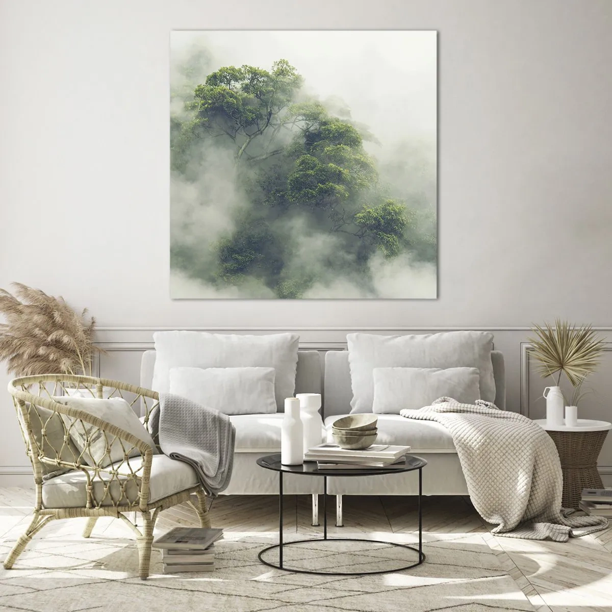 Obraz na skle - Zahalené mlhou - 70x70 cm