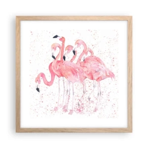 Plakát v rámu světlý dub - Růžový ansámbl - 40x40 cm