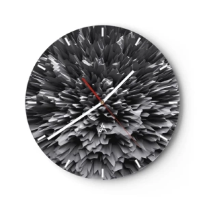 Nástěnné hodiny - Abstraktní černobílá 3D kompozice v podobě exploze - 30x30cm - Ostřejší to už nebude - Moderní nástěnná dekorace do obývacího pokoje, kuchyně a ložnice ARTTOR