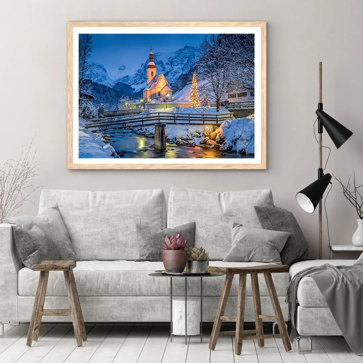 Plakát v rámu světlý dub - Duch Vánoc - 70x50 cm