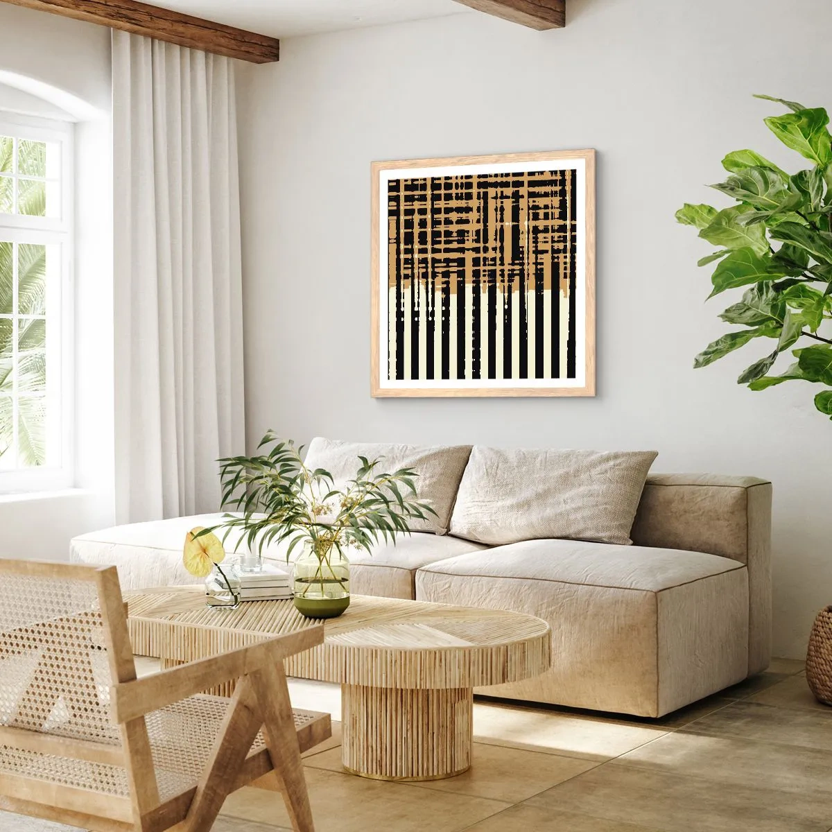 Plakát v rámu světlý dub - Architektonická abstrakce - 30x30 cm
