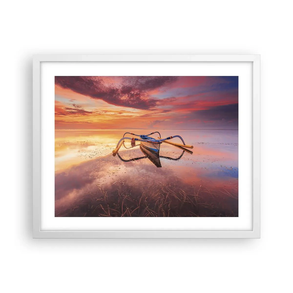 Plakát v bílém rámu - Klid tropického večera - 50x40 cm