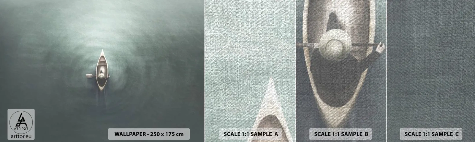 Vzor Fototapety Premium Canvas - Přes měsíční jezero - Klid, jezero, Kajak - 100x30 cm