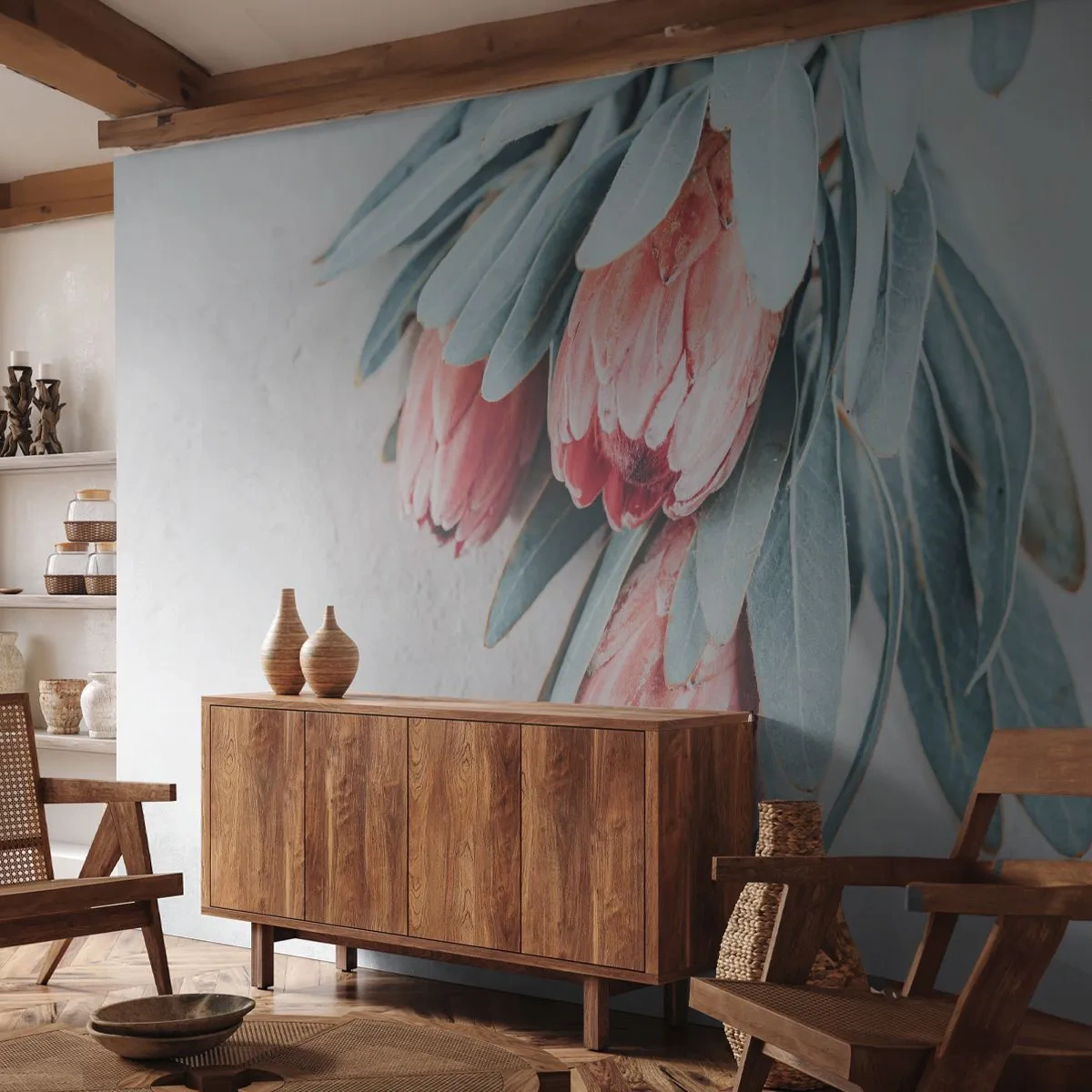 Fototapeta Samolepicí Deluxe Sticker - Zahanbené svou vlastní krásou - Květ, Royal Protea, Afrika - 500x350 cm