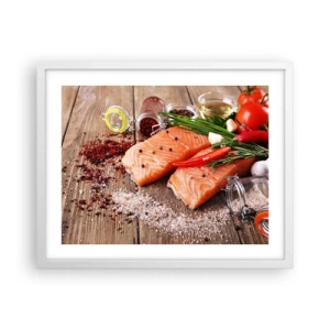 Plakát v bílém rámu - Norské dobrodružství v kuchyni - 50x40 cm