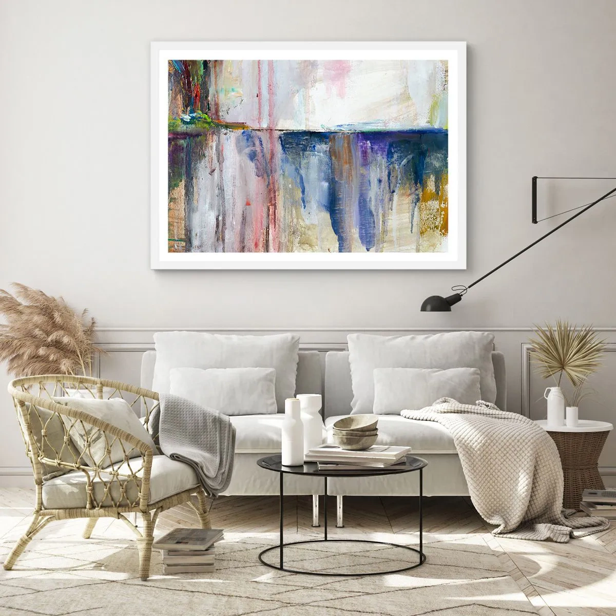 Plakát v bílém rámu - Barevné dojmy a asociace - 50x40 cm